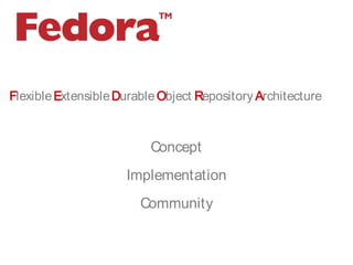 FlexibleExtensibleDurableObject Repository Architecture
Concept
Implementation
Community
 