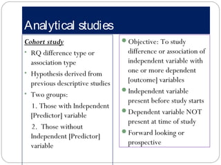 Study Design Variables 2. overview of study designs | PPT