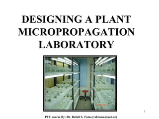 DESIGNING A PLANT
MICROPROPAGATION
LABORATORY
PTC course By: Dr. Rafail S. Toma (rshtoma@uod.ac)
1
 
