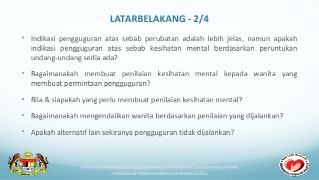 Pengenalan Kesihatan Mental & Pengguguran (Termination of 