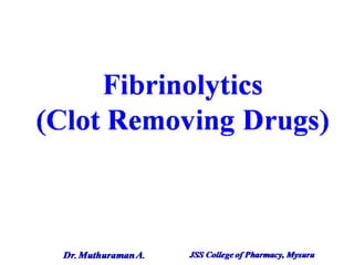 2.1.3 fibrinolytics and antiplatelet drugs | PDF