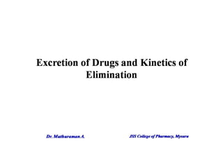 2.3 pharmacokinetics drug excretion