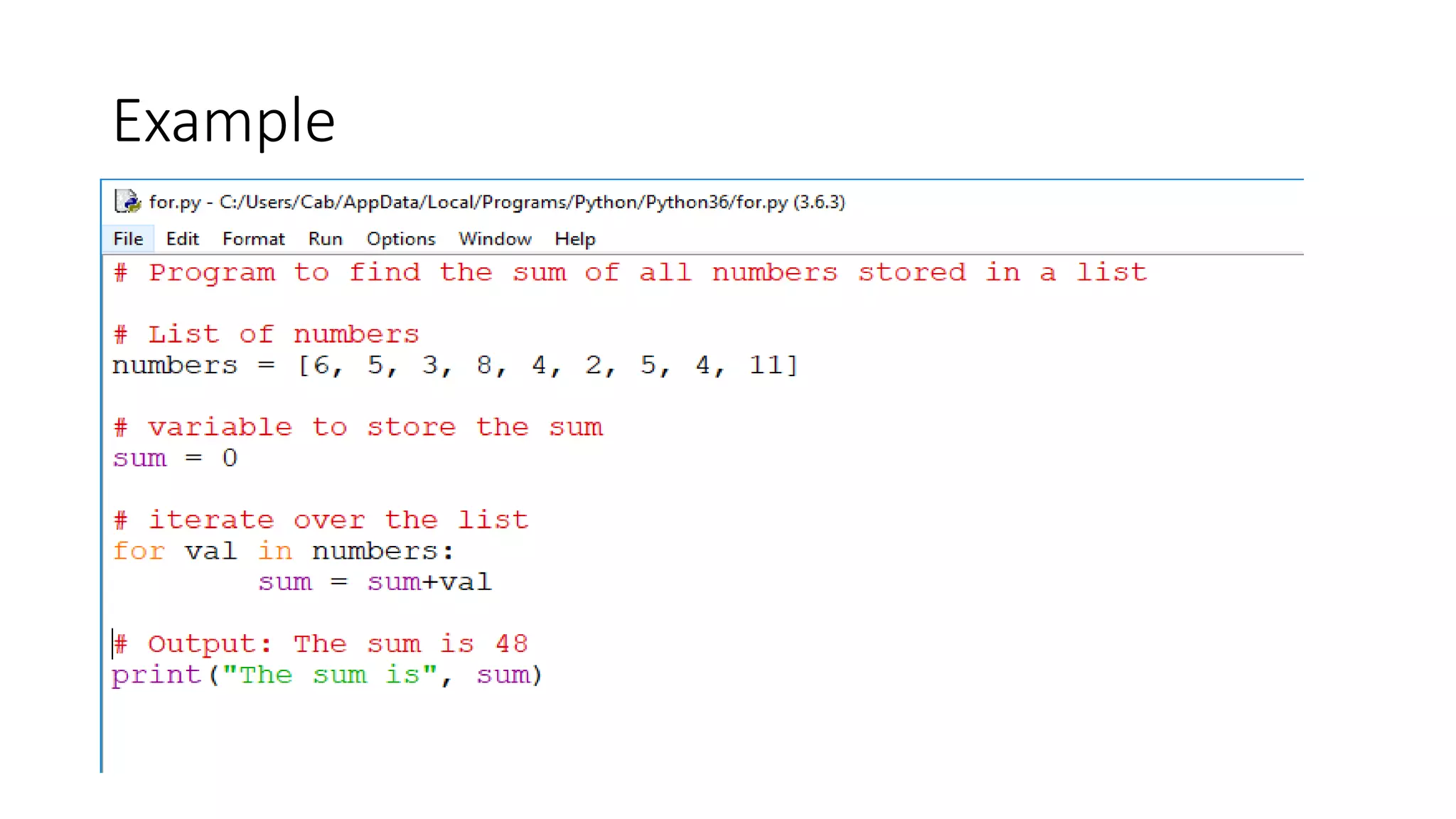 Example
 
