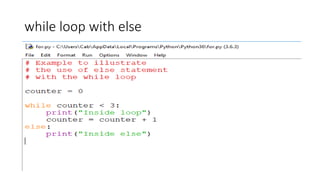 while loop with else
 