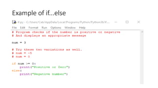 Example of if...else
 