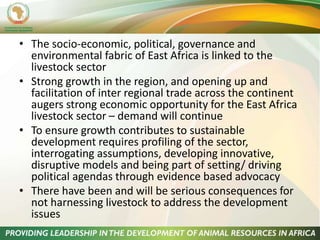 The role of livestock in sustainable development in East Africa