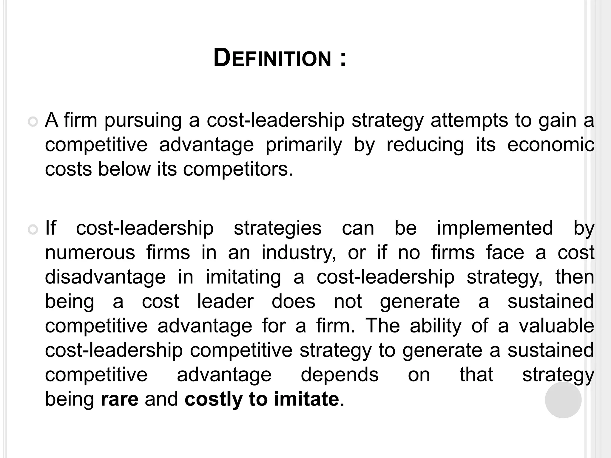 The Typical Risks Of A Cost Leadership Strategy Include Cost leadership strategy | PPT