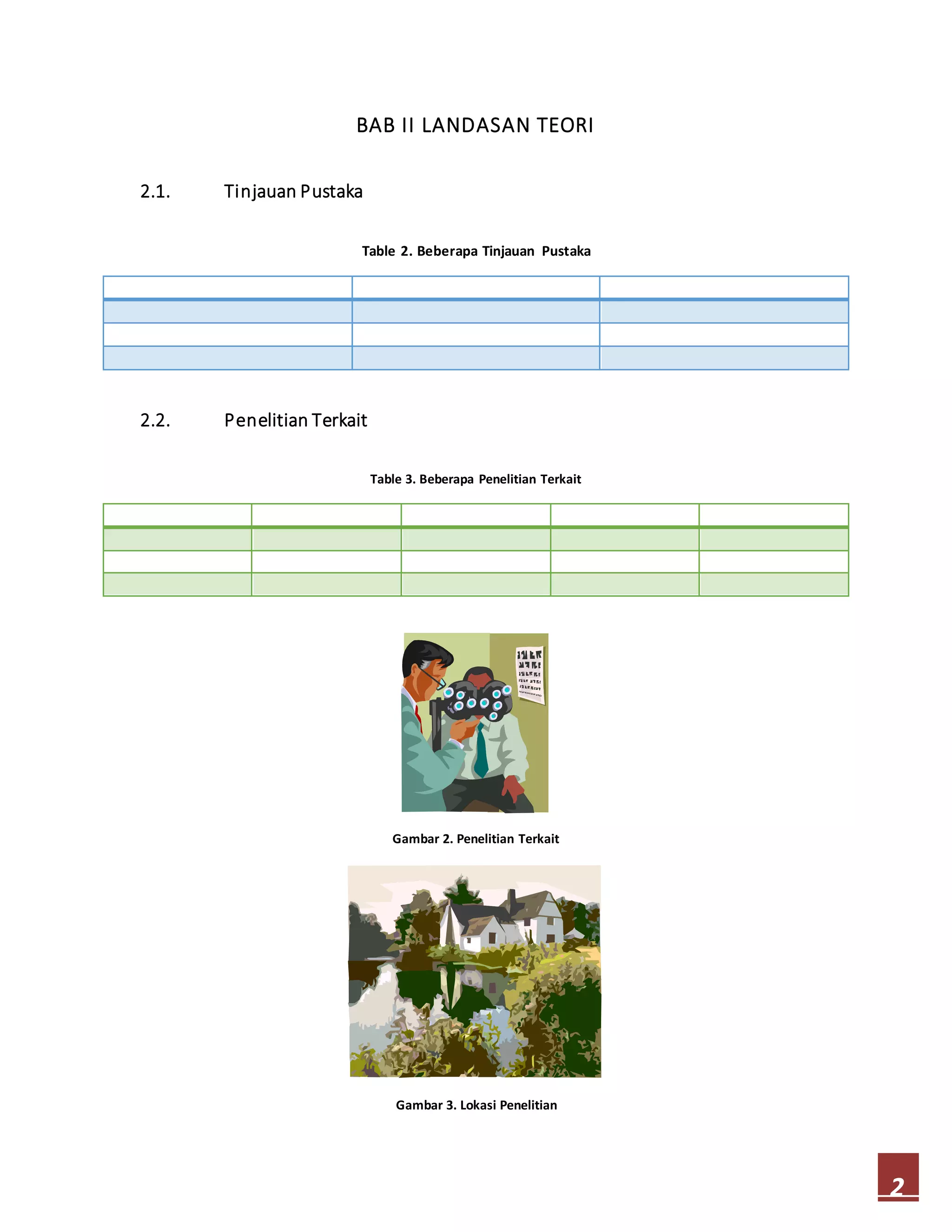 2
BAB II LANDASAN TEORI
2.1. Tinjauan Pustaka
Table 2. Beberapa Tinjauan Pustaka
2.2. Penelitian Terkait
Table 3. Beberapa Penelitian Terkait
Gambar 2. Penelitian Terkait
Gambar 3. Lokasi Penelitian
 
