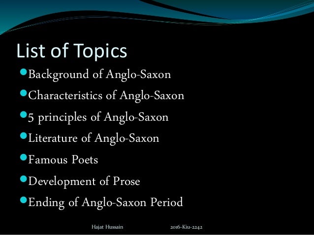 Anglo Saxons Period Or Old English