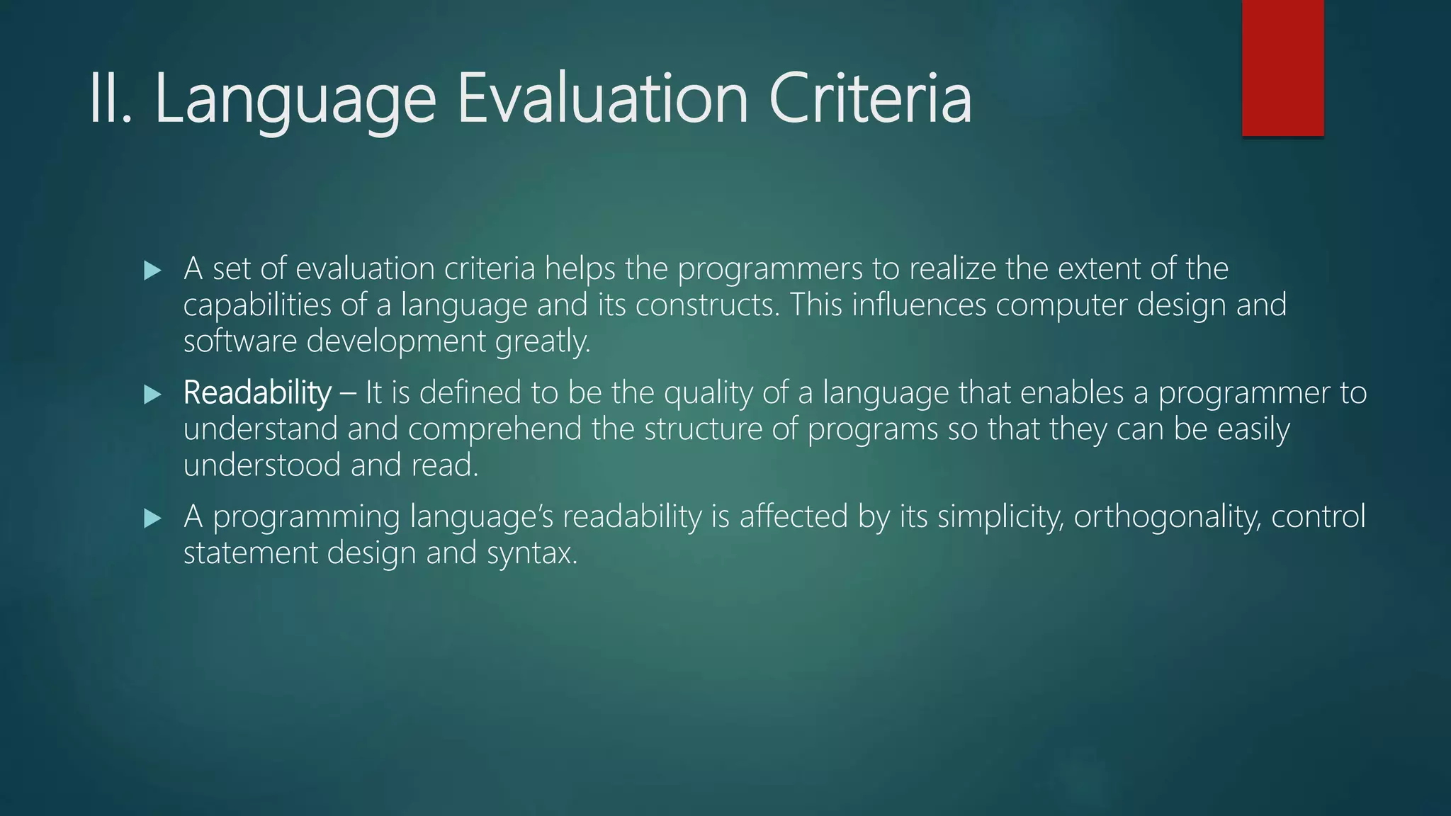 2.2. language evaluation criteria | PPTX | Programming Languages ...