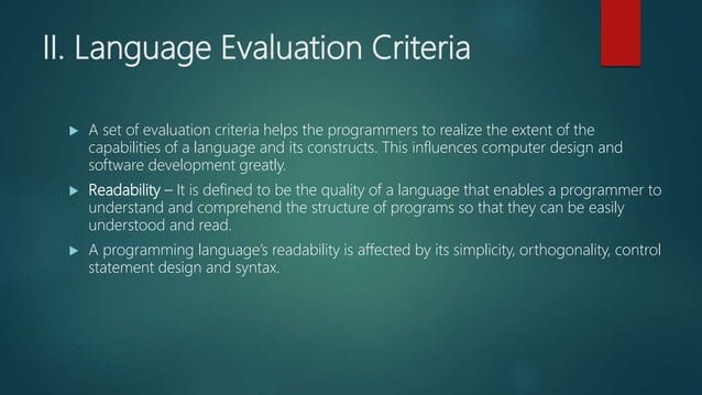 2.2. language evaluation criteria | PPTX | Programming Languages ...