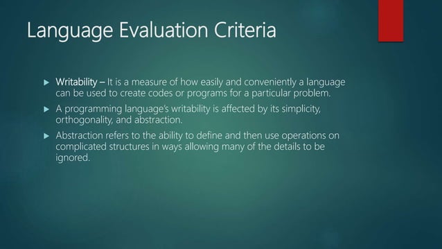 2.2. language evaluation criteria | PPTX | Programming Languages ...