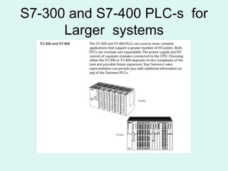 S7-300 and S7-400 PLC-s for
Larger systems
 