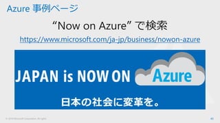 © 2018 Microsoft Corporation. All rights
“Now on Azure” で検索
https://www.microsoft.com/ja-jp/business/nowon-azure
Azure 事例ページ
40
 