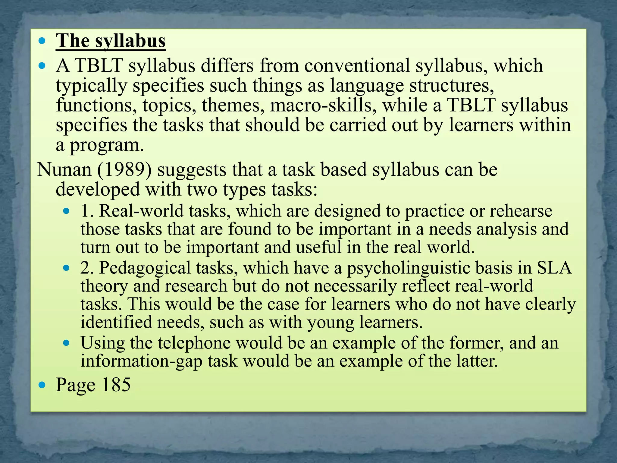 task based language teaching TBLT | PPTX