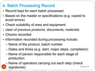 Machine Process Records 2.basics of good mfg practice (gmp) | PPTX