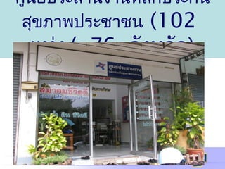 ศูนย์ประสานงานหลักประกัน
สุขภาพประชาชน (102
แห่ง/ 76 จังหวัด)
 