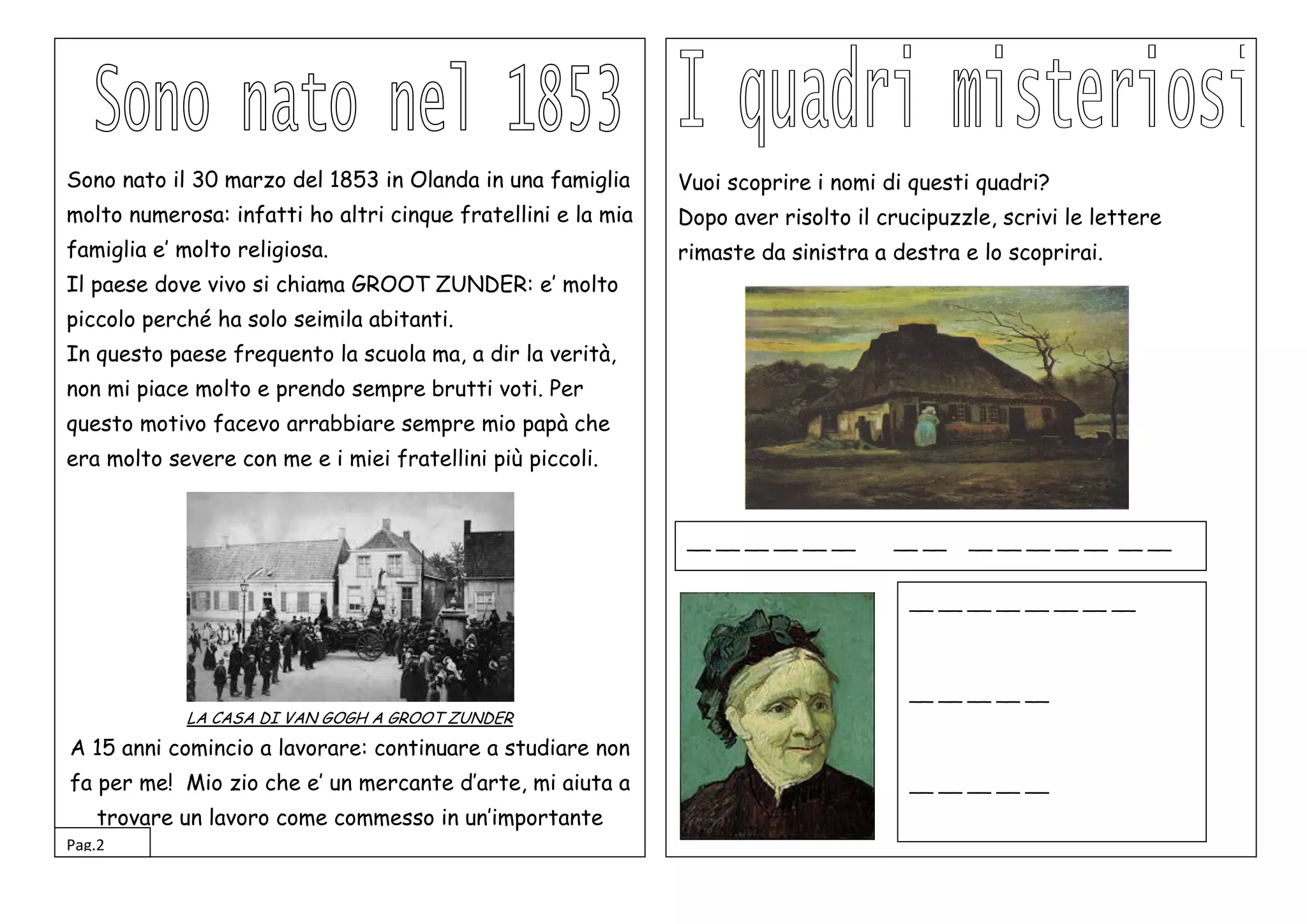 Vincent Van Gogh spiegato ai bambini. Scarica il libretto INTERO DI 20