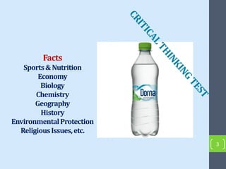 Facts
Sports&Nutrition
Economy
Biology
Chemistry
Geography
History
EnvironmentalProtection
ReligiousIssues,etc.
3
 