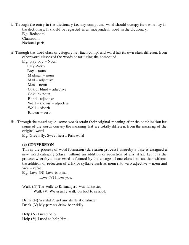 Word Formation