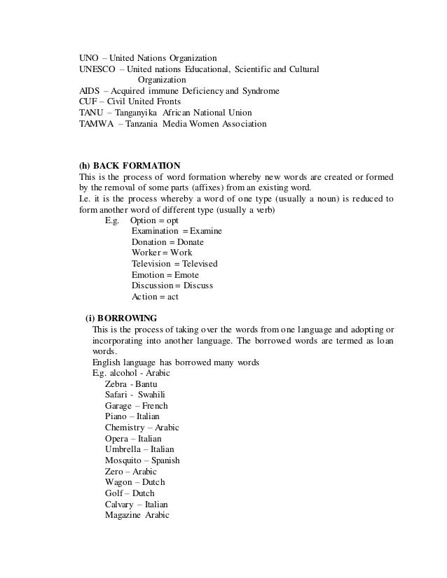 Word Formation