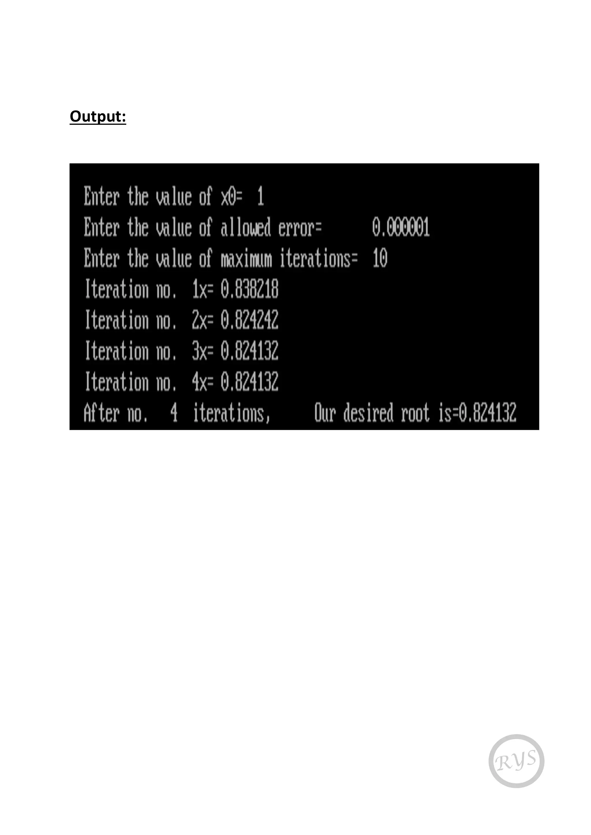 Output:
 