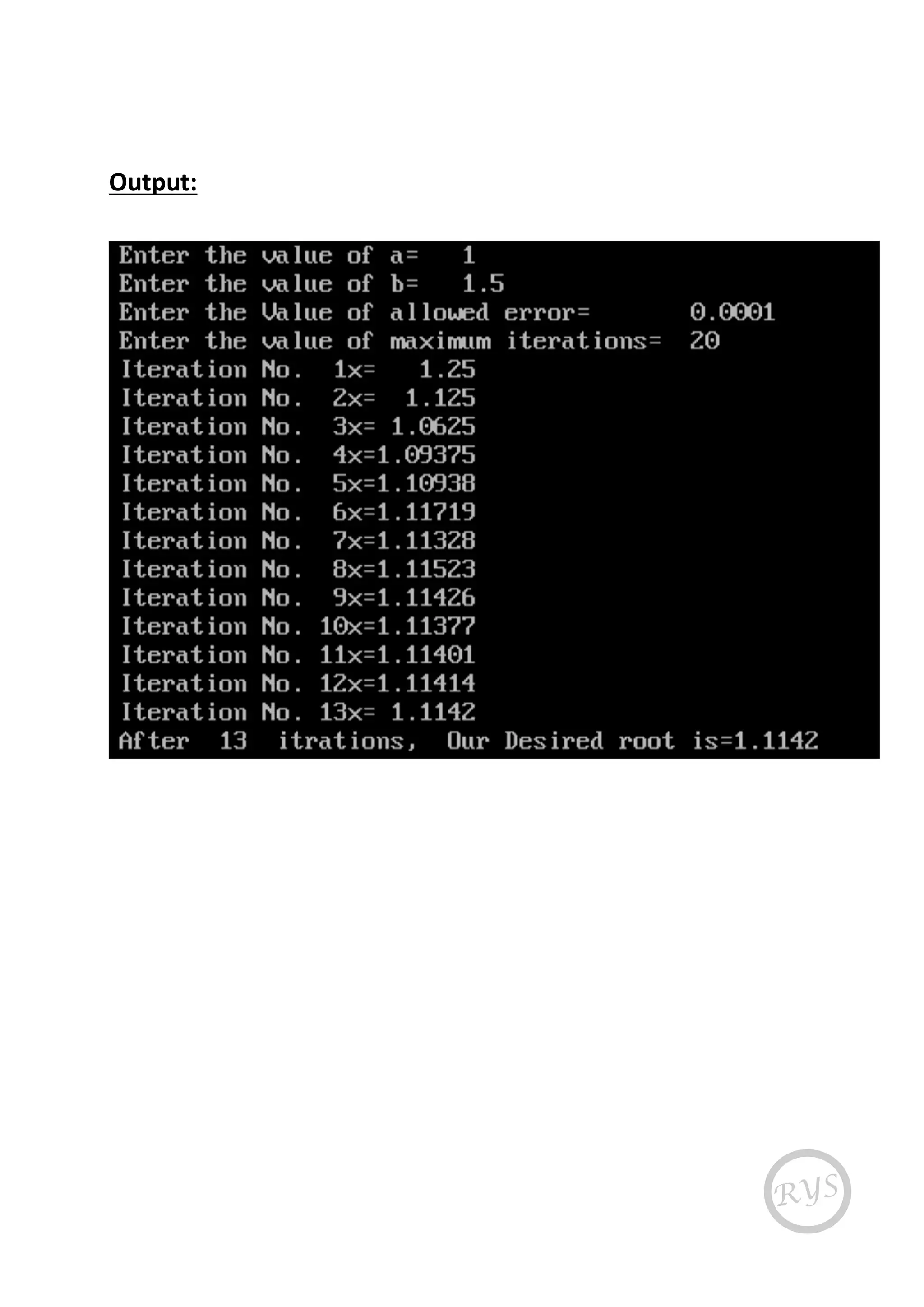 Output:
 