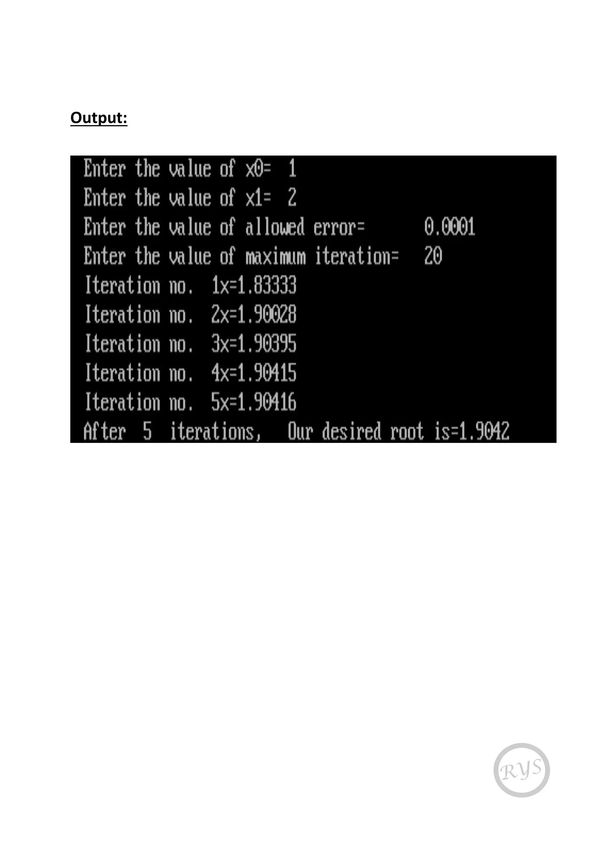 Output:
 