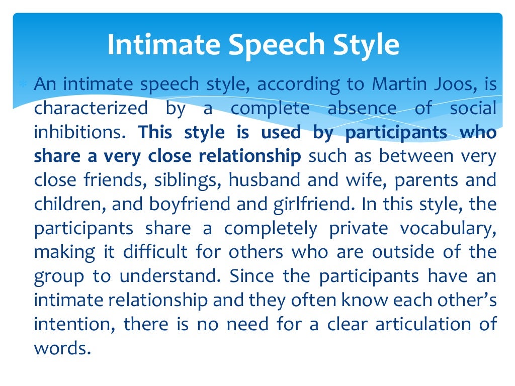 type of speech style used between couple