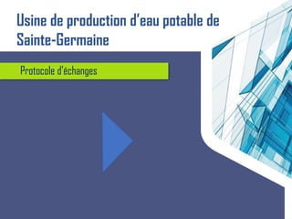Protocole d’échanges
Usine de production d’eau potable de
Sainte-Germaine
 