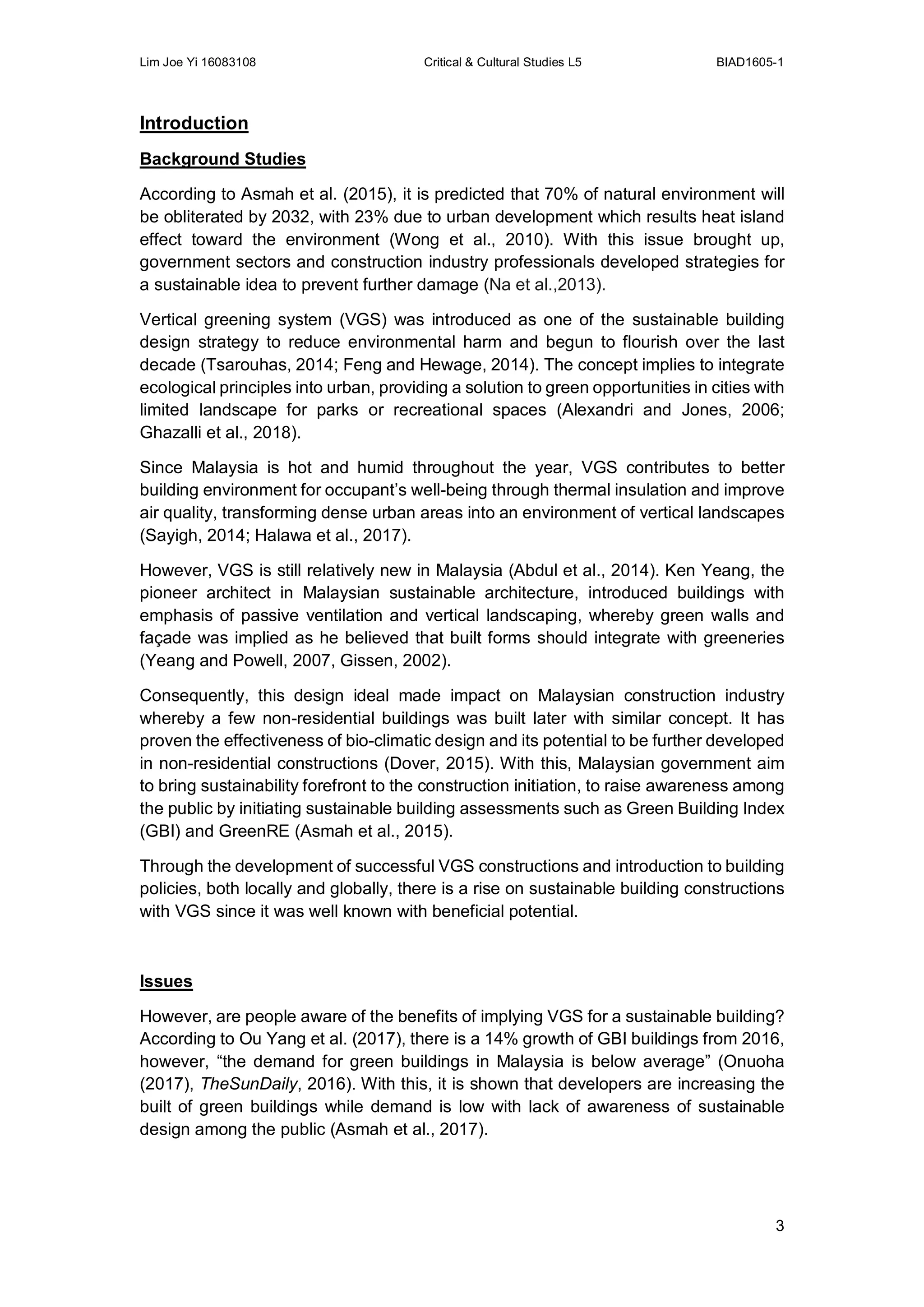 Vertical Greening System (VGS) in Malaysia Research Essay | PDF
