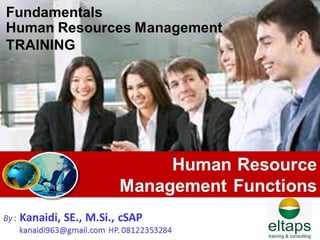 10th Edition © 2008 by Prentice Hall
Human Resource
Management Functions
Fundamentals
Human Resources Management
TRAINING
By : Kanaidi, SE., M.Si., cSAP
kanaidi963@gmail.com HP. 08122353284
 