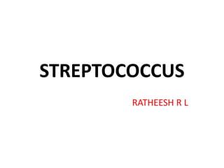 STREPTOCOCCUS
RATHEESH R L
 