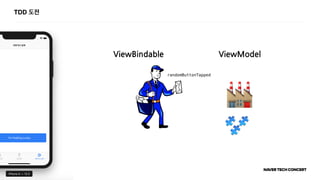 TDD 도전
👉
ViewBindable
randomButtonTapped
ViewModel
🏭
🧩
🧩
🧩
 