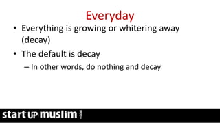 Link Profit System Training
Everyday
• Everything is growing or whitering away
(decay)
• The default is decay
– In other words, do nothing and decay
 