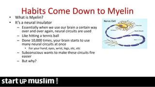 Link Profit System Training
Habits Come Down to Myelin
• What is Myelin?
• It’s a neural insulator
– Essentially when we use our brain a certain way
over and over again, neural circuits are used
– Like hitting a tennis ball
– Done 10,000 times, your brain starts to use
many neural circuits at once
• For your hand, eyes, wrist, legs, etc, etc
– Subconscious wants to make these circuits fire
easier
– But why?
 