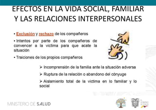 EFECTOS EN LA VIDA SOCIAL, FAMILIAR
Y LAS RELACIONES INTERPERSONALES
 