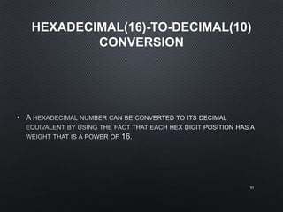 HEXADECIMAL(16)-TO-DECIMAL(10)
CONVERSION
•
51
 