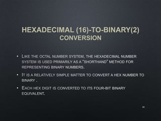 HEXADECIMAL (16)-TO-BINARY(2)
CONVERSION
•
•
•
59
 