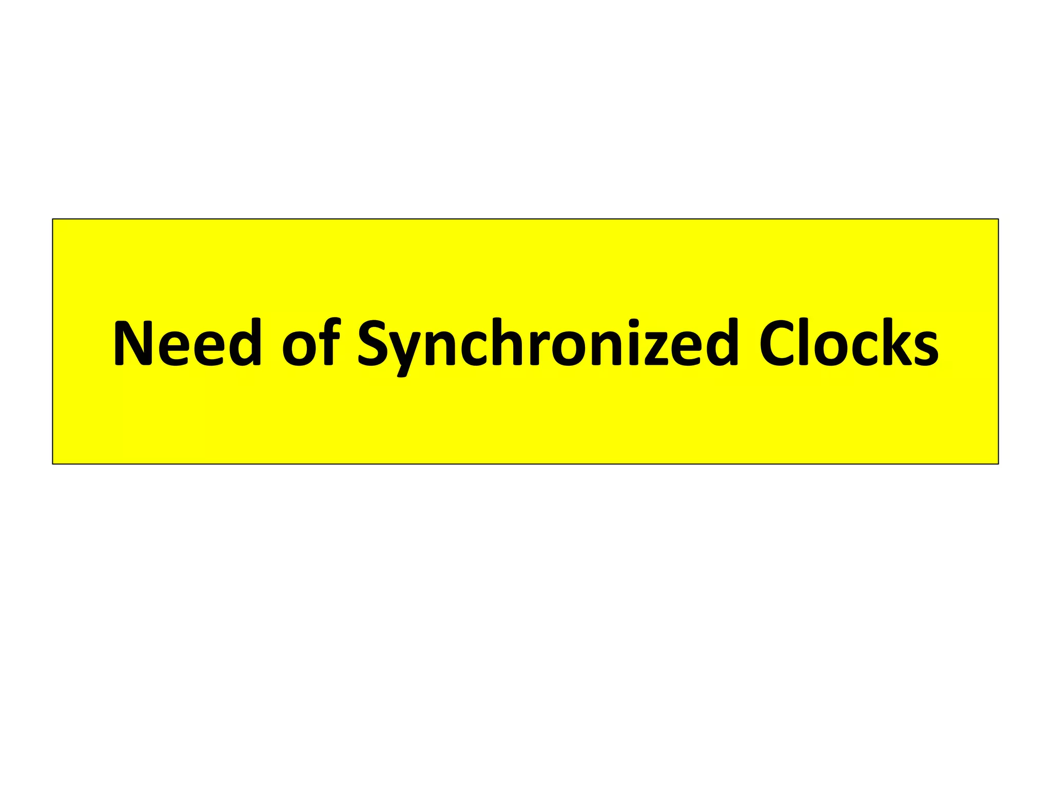 Need of Synchronized Clocks
 