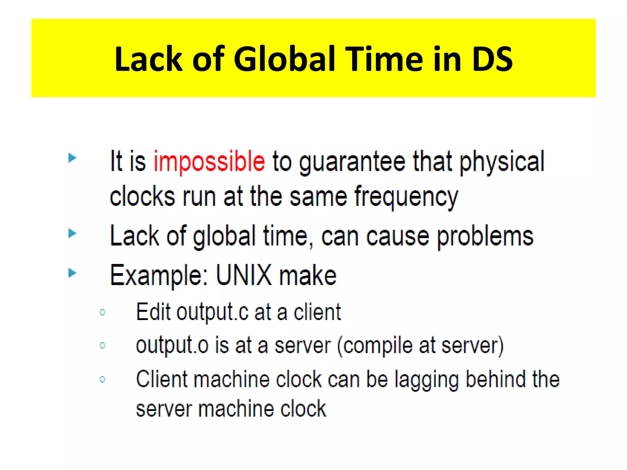 Lack of Global Time in DS
 