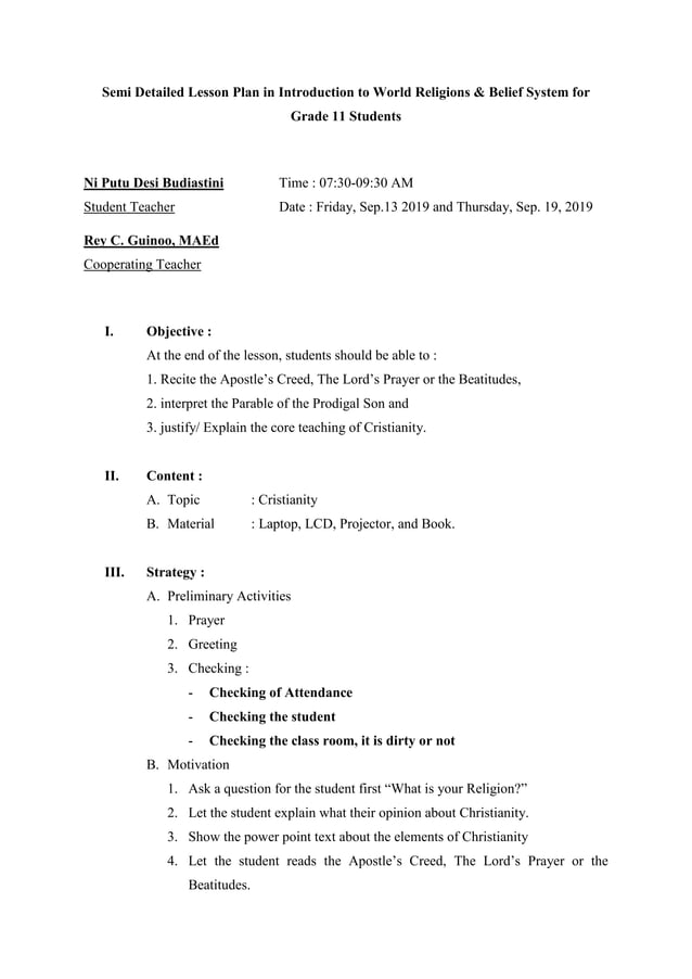 2.lesson plan cristianity in literature for grade 11 students | PDF
