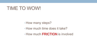 REMOVE STEPS
& REMOVE FRICTION
 
