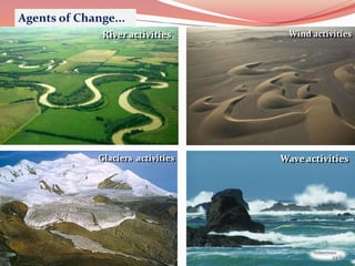 Agents of Change...
Wind activitiesRiver activities
Glaciers activities Wave activities
19
 
