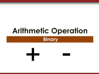 Arithmetic Operation
        Binary



   + -
 
