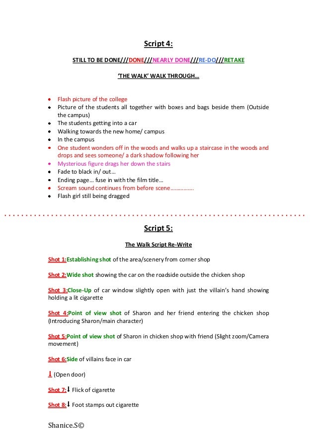 2.1 my responsibility of script writing changes