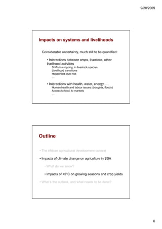 Four degrees and beyond: What might this mean for agriculture in sub-Saharan Africa?