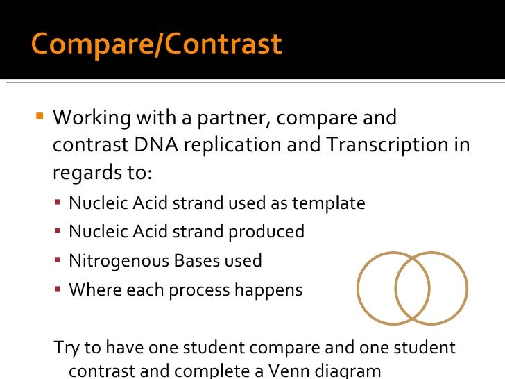 2 2 transcription compare and contrast dna and rna venn diagram