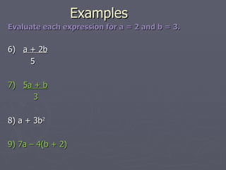 TechMathII - 2.1 - Variables and Expressions | PPT