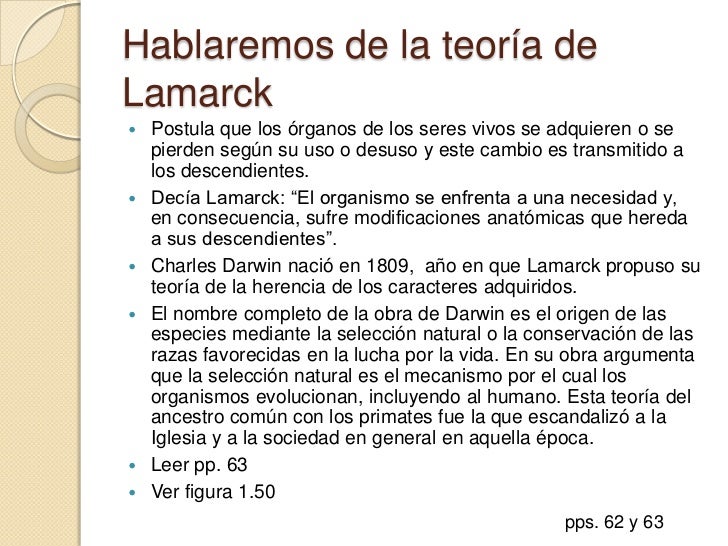 Biologia 2.2 La teoria de Darwin y Lamarck